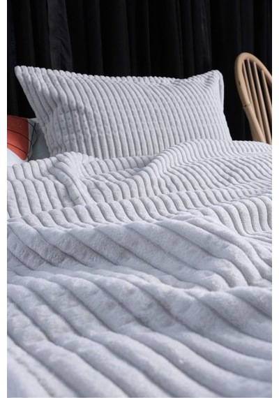 Merinos Modern Line 3 Parça Battaniye Yatak Örtüsü Açik Gri Açık Gri