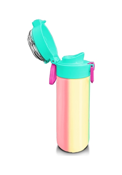 Coral High Kids Renkli Çizgili Pipetli Ve Direkt İçim Çelik Termos 500 Ml 31844 Çok Renkli