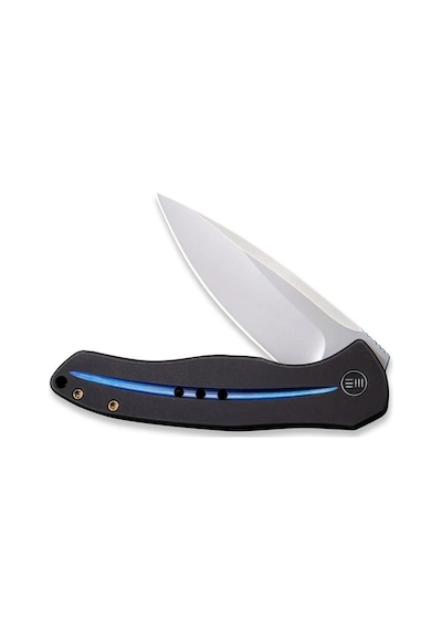 We Knife Kitefin Black Ti Handle With A Blue Groove On Presentation Handle Polished Bead Blasted Cpm S35vn Blade Kamp Çakı Siyah We Knife Kitefin Black Ti Handle With A Blue Groove On Presentation Handle Polished Bead Blasted Cpm S35vn Blade Kamp Çakı Siyah