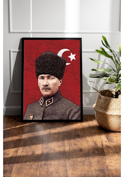 Mustafa Kemal Atatürk Çerçeveli Tablo - Osmanlı Subay Üniformalı