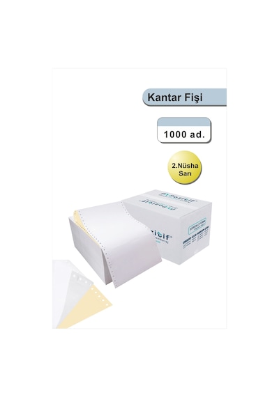 6x17 Kantar Fişi 2 Nüsha Beyaz + Sarı , 1000 Adet , Otokopili Sürekli Form 6''x17 Cm