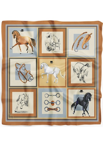 Horse Icons Desen 55x55cm Bandana/fular Çok Renkli