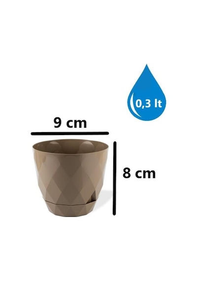Omnipazar Krs-450 Yakamoz Tabaklı Plastik Saksı Takımı 0.3 Litre No 0 Kahverengi