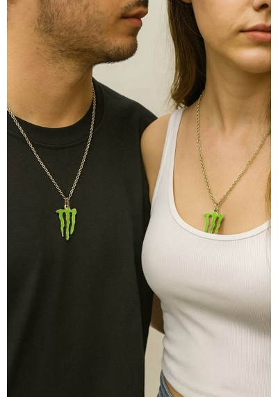 Yeşil Monster Logo Unisex Kolye k Ve Modern Tasarım Çok renkli