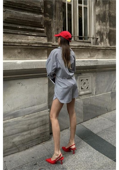 Butik İstanbul Volerie Çizgili Şortlu Takım 9342-17 Si Yah