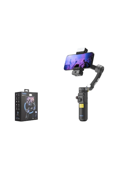 Tokqı M03 3 Eksenli Gimbal Selfie Çubuğu Aı Takipli Işıklı Mikrofonlu Bluetooth Tripod Siyah