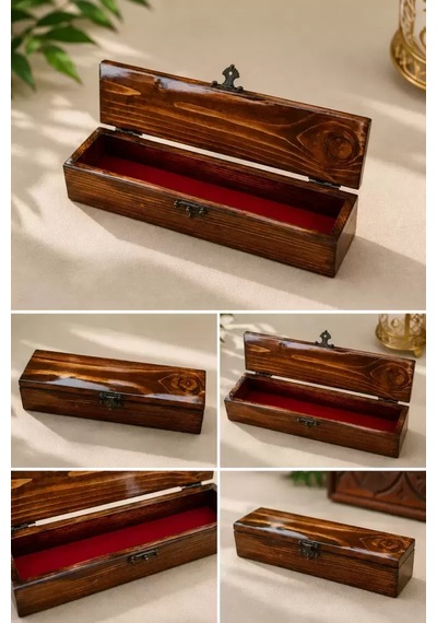 Kutusu Ahşap Tesbih Masif Cam El Yapımı 26x6x5 Cm Koleksiyon Kutusu