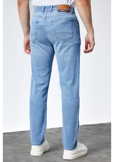 HLT Jeans Erkek Buz Mavi Regular Fit Boru Paça Esnek Likralı Jeans Kot Pantolon Hlthe001981 Buz Mavisi