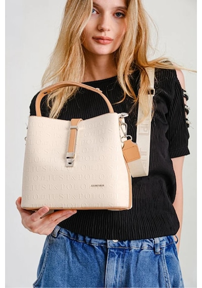 Just Polo Kadın Günlük Kullanıma Uygun Şık El Ve Omuz Çantası Shoulder Bag Krem - Taba
