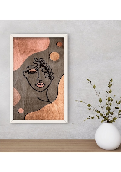 Bk Home Minimalist Woman Dekoratif Ahşap Beyaz Çerçeveli Tablo-1 (551089389)