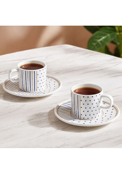 Güral Porselen Mental 4 Parça Çay Fincan Takımı 65481 Beyaz