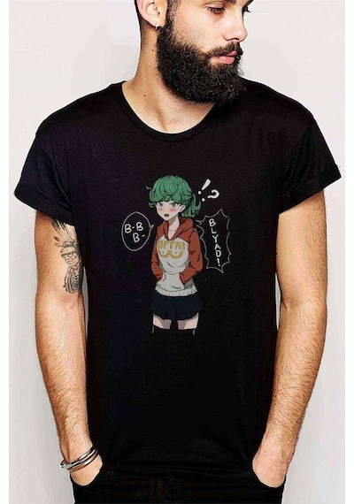Anime One Punch Man Baskılı Siyah Erkek Tshirt (528868715)
