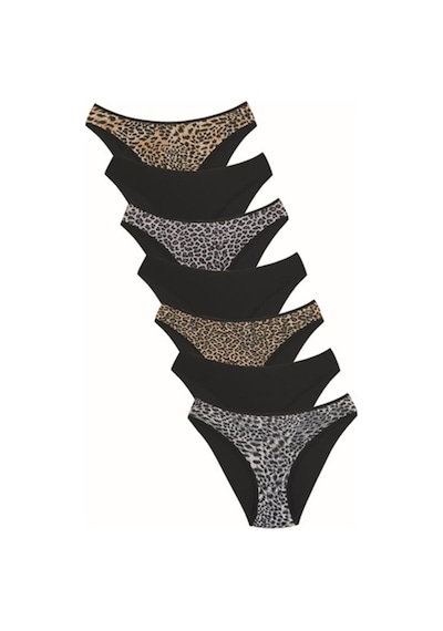 New Lilla 18001-6 Kadın 7'Li Leo In Love Bikini Külot Paketi Siyah