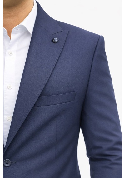 Plus Scorpion Ck125 Erkek Blazer Ceket Twill Puntolu Kırlangıç Yaka 2 Düğmeli Çift Yırtmaçlı Slim Fit Lacivert