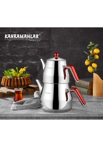 Kahramanlar Prizma Mini Boy Çelik Çaydanlık Takımı Kırmızı
