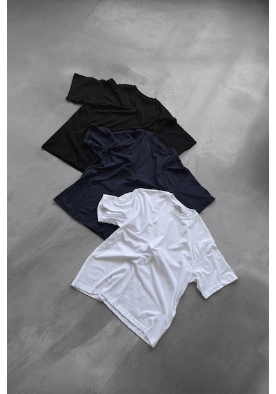 Flaw Oversize 3'lü Basic Tişört-29980 Siyah
