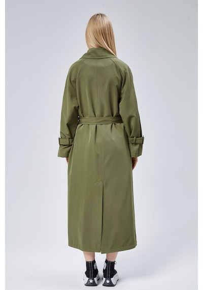 Kadın Oversize Kuşaklı Trençkot Haki