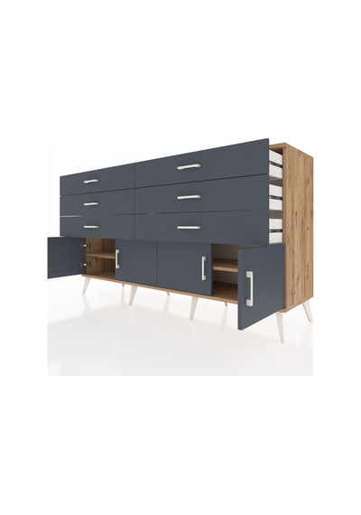 Hyperion Konsol 2 Raflı 6 Çekmeceli 4 Kapaklı 176x44x99 Çam-antra Çam-antrasit Hyperion Konsol 2 Raflı 6 Çekmeceli 4 Kapaklı 176x44x99 Çam-antra Çam-antrasit