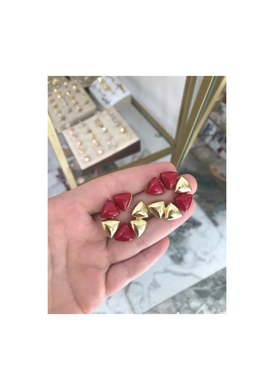 Yeni Seri Gold Kırmızı Detaylı Küpe