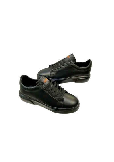 Erkek Bağcıklı İç Ve Dış Yüzey Deri Dikişli Poli Taban Sneaker--sula Siyah