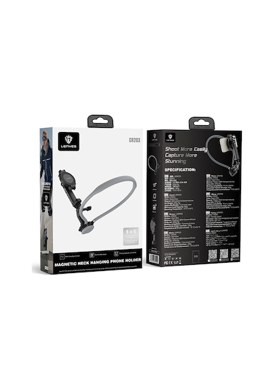 Lenyes Cr203 2in1 Eller Serbest Magnetik Boyun Askılı Telefon Tutucu Siyah