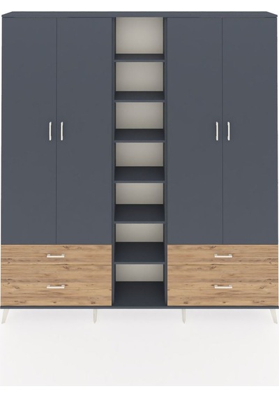 Arges Dolap 12 Raflı 4 Çekmeceli 2 Askılı 220x30x243 Antrasit-antrasit/çam Antrasıt/atlas Çam Arges Dolap 12 Raflı 4 Çekmeceli 2 Askılı 220x30x243 Antrasit-antrasit/çam Antrasıt/atlas Çam