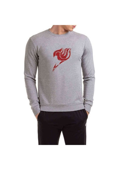 Anime Fairy Tail Glass Guild Emblem Baskılı Gri Erkek Sweatshirt (528464068)