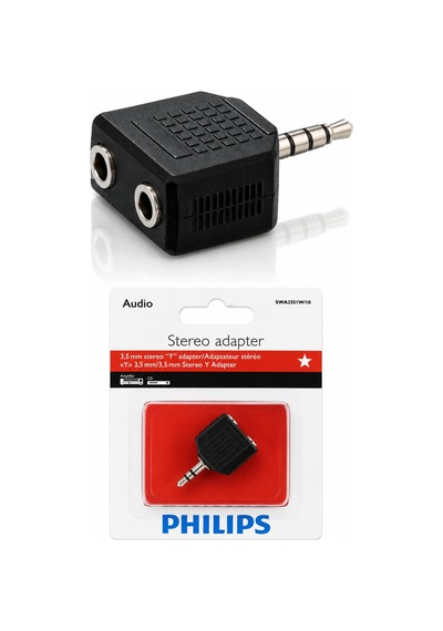 Philips Swa2551w/10 3.5mm Stereo Kulaklık Çoklayıcı Y Splitter Adaptör 1 Erkek 2 Dişi