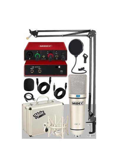 Cx1-c Mikrofon Glx-500 Ses Kartı + Stand Pop Filtre Set