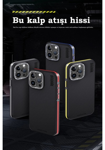 Cosmotex Joko İphone 15 Pro Kılıf Aramid 600d Kevlar Karbon Fiber Magsafe Kapak - Lacivert