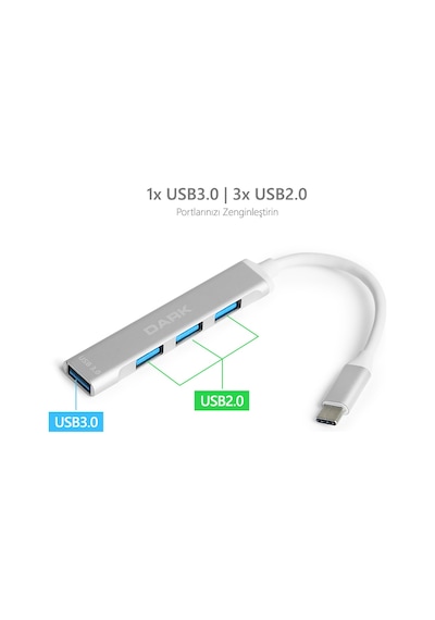Dark Dk Ac Usb310C Connect Master X4 Usb Type C To 3 Port Usb 2.0