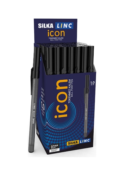 Linc Icon 50'li 1.0mm Kapaklı Tükenmez Kalem Siyah Diğer