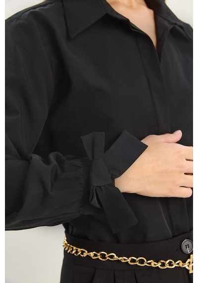 Shade Kadın Manşet Detaylı Poplin Gömlek 2153 60283763 - Siyah