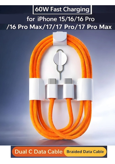 İphone 15-16-17 Pro Max Plus Uyumlu Type-c Hasır Yeni Nesil Hızlı Şarj Kablosu