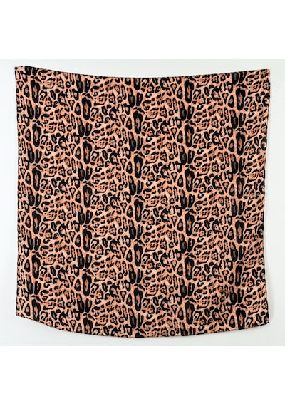 Leopar Desen Pamuklu Bandana Kahverengi