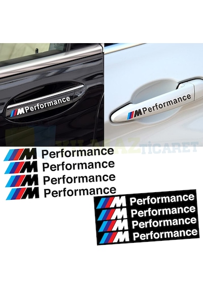 Bmw M Performance Logo Yan Ayna Kapı Kolu Oto Sticker Etiket 4 Ad 13 X 1 Cm