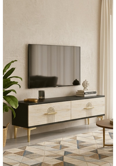 Tsa1215at - İdatv120 Tv Stand, Tv Sehpası Antrasit - Traverten 120cm