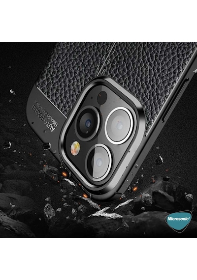 Microsonic Apple Uyumlu iPhone 13 Pro Kılıf Deri Dokulu Silikon