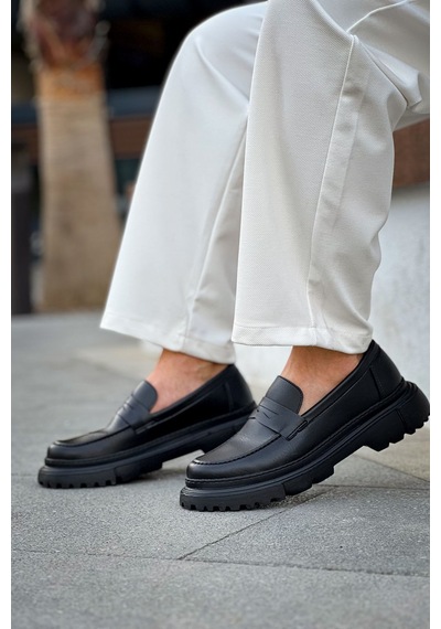 Roof Atelier Erkek Siyah Kalın Taban Loafer Ayakkabı - 2417 - Fst Siyah