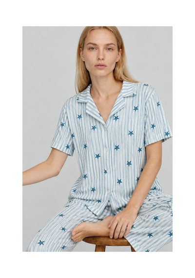 Fit Women Kadın Kısa Kollu Rahat Mavi Pijama Takımı 4728