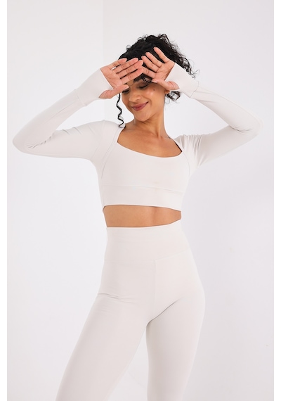 Scorp Eclipse Kadın Spor Uzun Kollu Crop Sweatshirt Bej Standart Bej