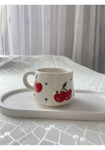 Kirazlı Kupa Bardak 200 Ml Kırmızı