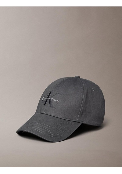 Calvin Klein Men Gray Embroidered Monogram Logo Baseball Cap-15072 Charcoal Gray