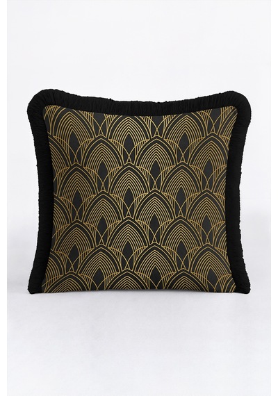 Lüks Art Deco Geometrik Desenli Saçaklı Yastık Kılıfı - Zarif Gold Siyah Püsküllü Kırlent Kılıfı Kadim Ufuk Serenat Lüks Art Deco Geometrik Desenli Saçaklı Yastık Kılıfı - Zarif Gold Siyah Püsküllü Kırlent Kılıfı Kadim Ufuk Serenat