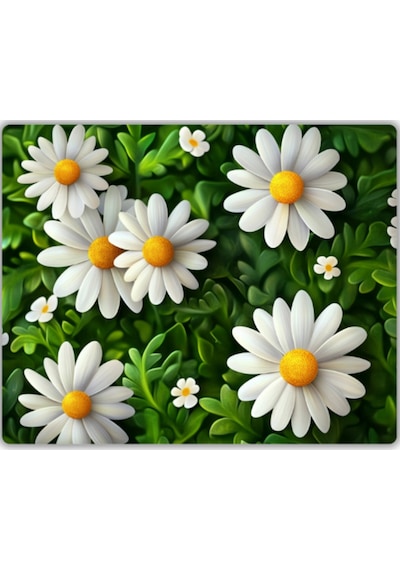 Yağlı Boya Papatya Baskılı Mouse Pad 18x22 Cm