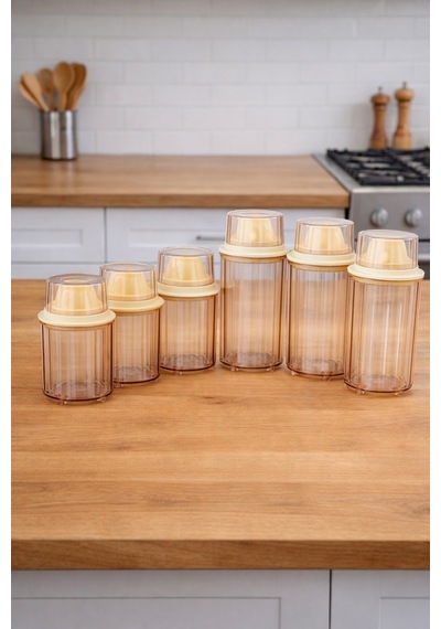 Decorev Erzak Saklama Kabı 900ml - 1300 Ml 6lı Set Kahverengi