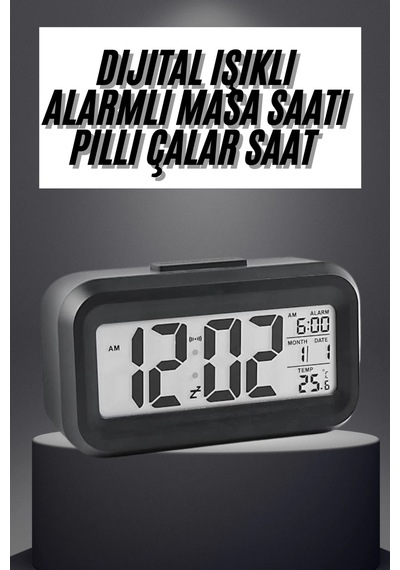 Buğz Gece Dijital Masa Saati Dijital Alarmlı Led Ekran Pilli Çalar Saat .