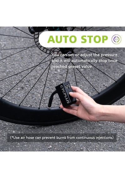Cycplus Tiny Pump Mini Bisiklet Hava Pompası, Maksimum 120 Psı Elektrikli Bisiklet Hava Pompası, Otomatik Kapanma, Pre