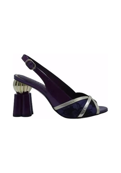 Poletto Hakiki Deri /tekstil Altın-sax Mavı Sandalet Topuklu 380 13-527 Altın