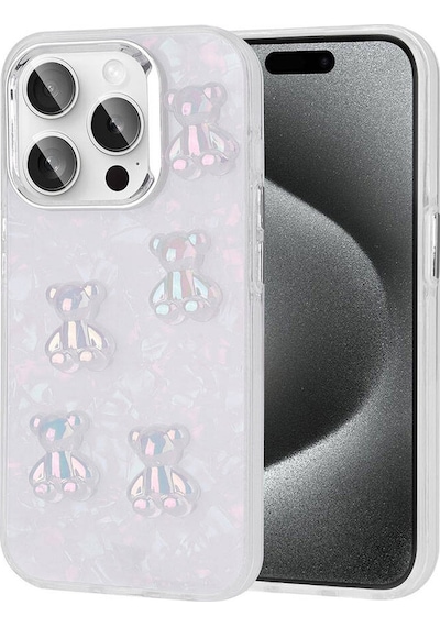 Apple Uyumlu iPhone 15 Pro Max Kabartma Figürlü Parlak Zore Eralli Silikon Kapak